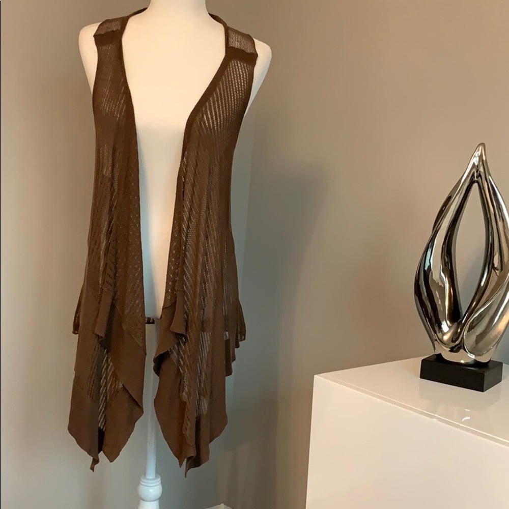 Calvin Klein jeans brown open knit drape vest - Picture 5 of 5